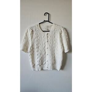 Joie Cream Cable Knit Cardigan Sweater, PTP: 18in